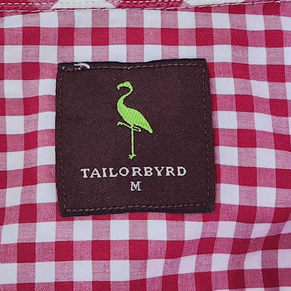 TailorByrd men's red gingham button-up shirt size medium normcore preppy casual - Picture 4 of 10